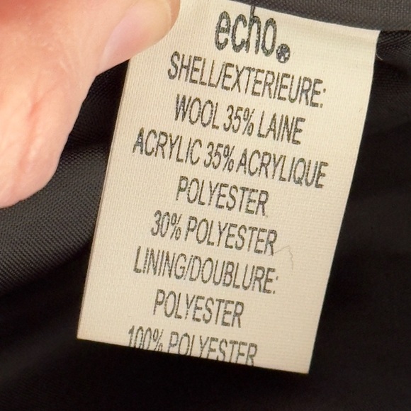 Vintage Y2K Echo Brown Wool Blend Plaid Overcoat Faux Fur Cuffs Wrap‎ Jacket M/L - Picture 15 of 15